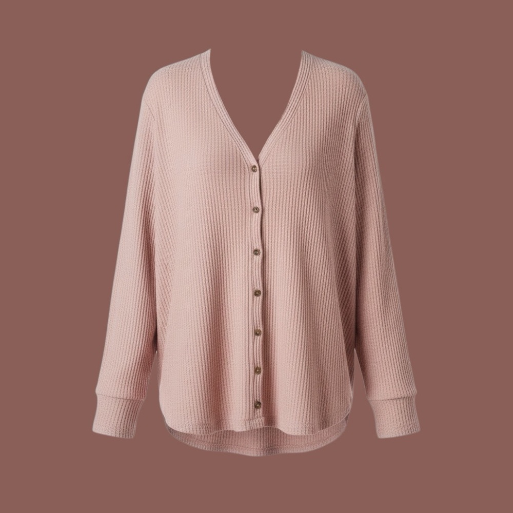Forever 21 Pink Ribbed Button Front Cardigan Top Small Soft Girl Basic